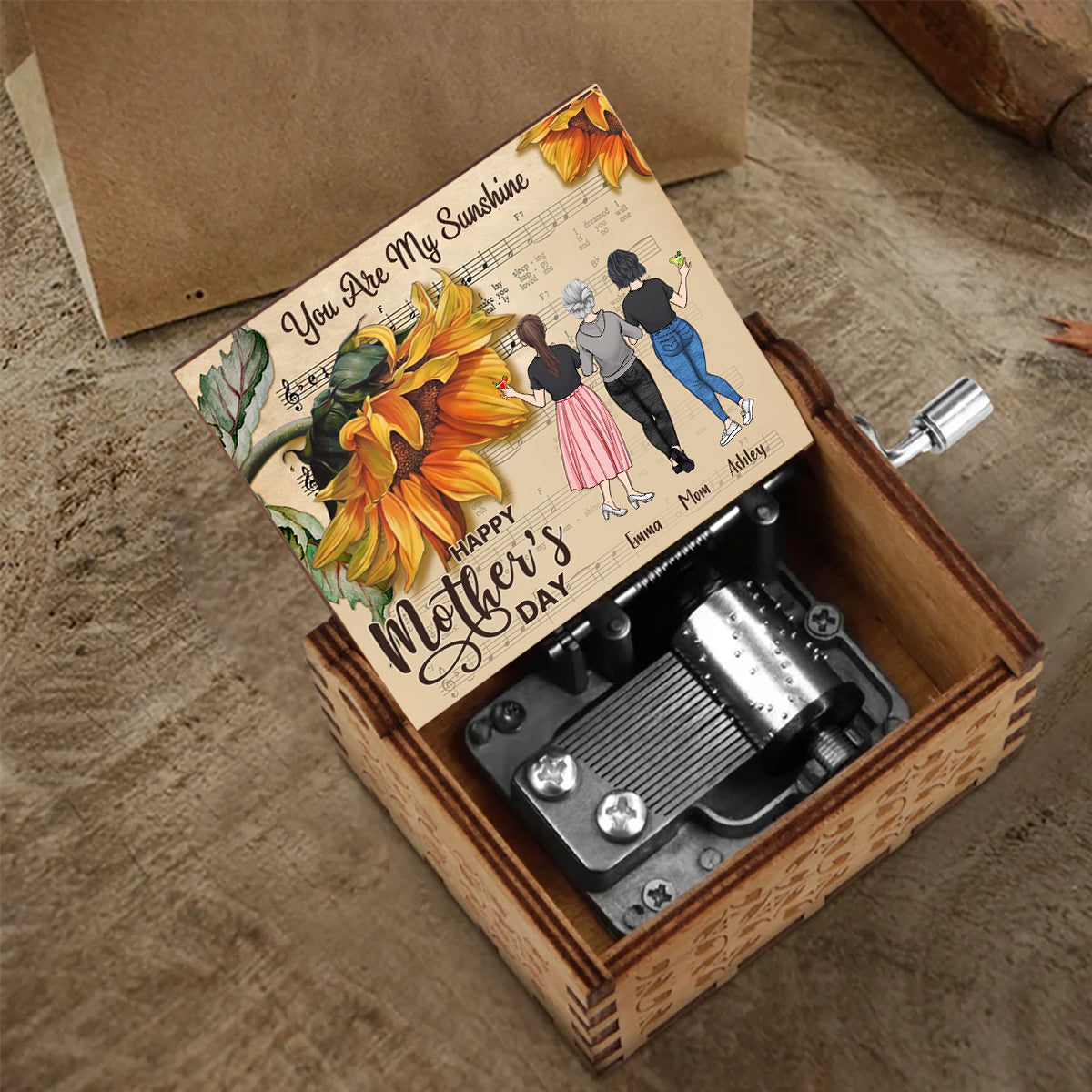 You're My Sunshine - Personalized Mother's Day Mother Hand Crank Music Box