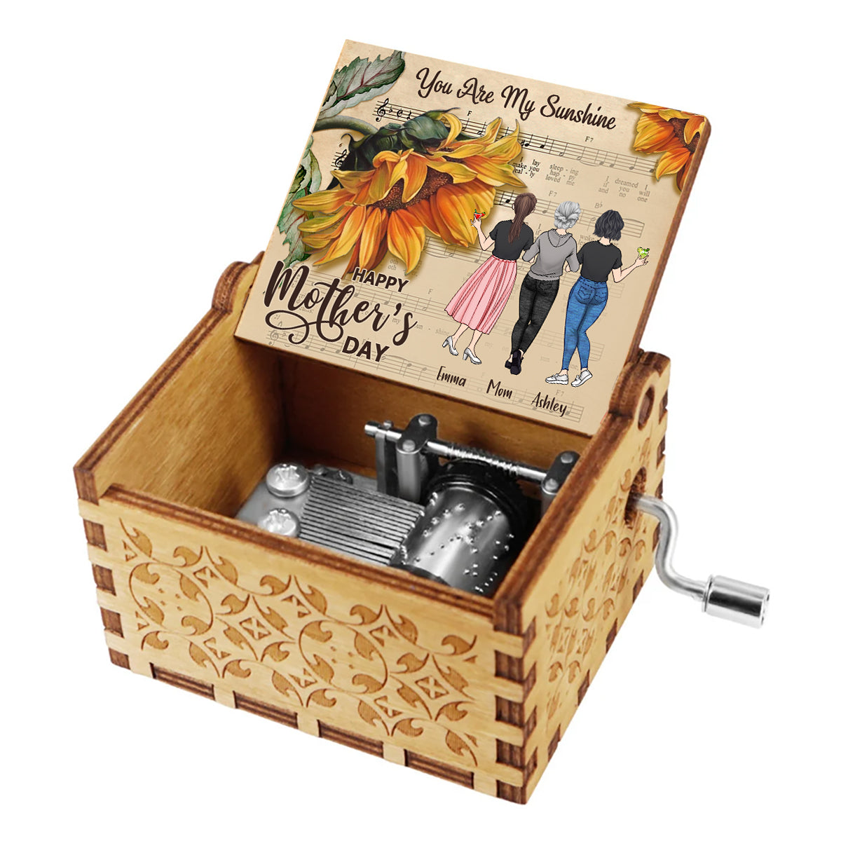 You're My Sunshine - Personalized Mother's Day Mother Hand Crank Music Box