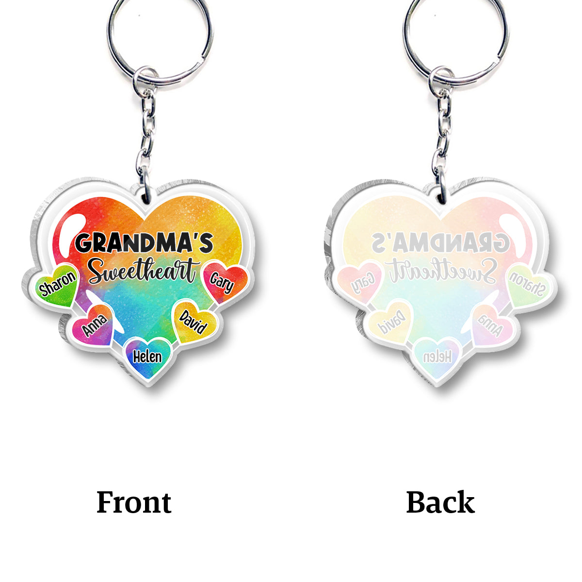 Grandma's Sweetheart With Grandchildren - Personalized Grandma Keychain