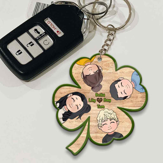 Lucky Charms - Personalized Father's day Grandpa Keychain (Printed On Both Sides)