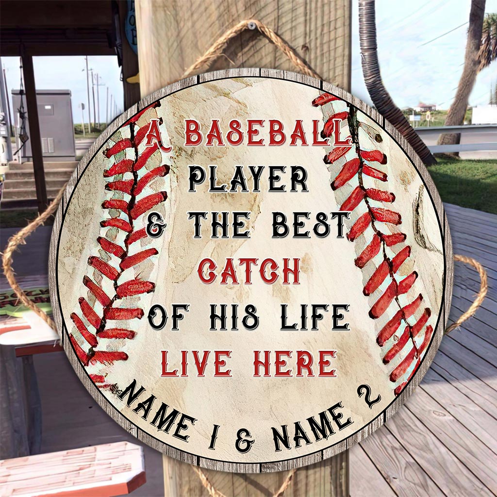 Panneau rond en bois personnalisé pour joueur de baseball