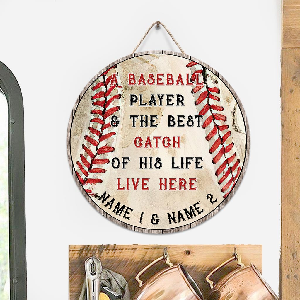 Panneau rond en bois personnalisé pour joueur de baseball