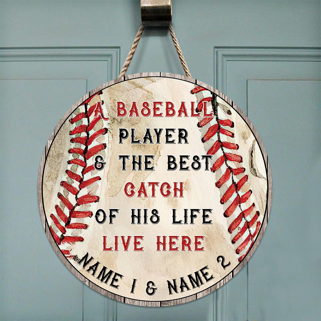 Panneau rond en bois personnalisé pour joueur de baseball