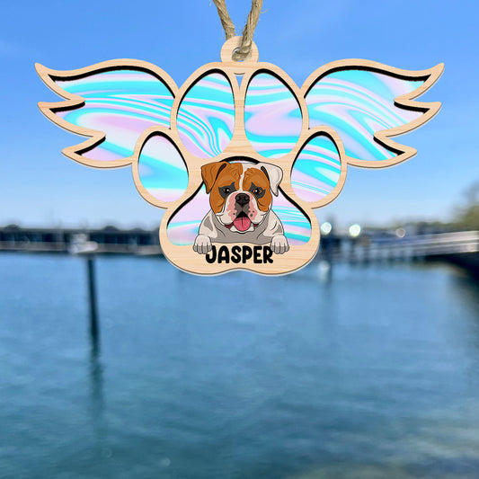 Hologramm-Engel – Personalisierter Hunde-Sonnenfänger
