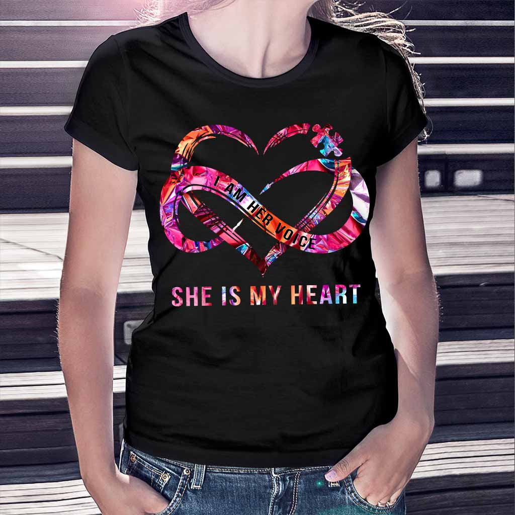Je suis sa voix, il est mon cœur - T-shirt et sweat à capuche personnalisés pour la sensibilisation à l'autisme