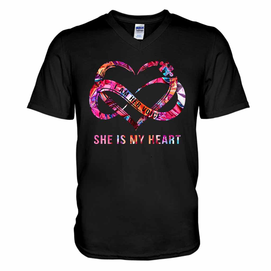 Je suis sa voix, il est mon cœur - T-shirt et sweat à capuche personnalisés pour la sensibilisation à l'autisme