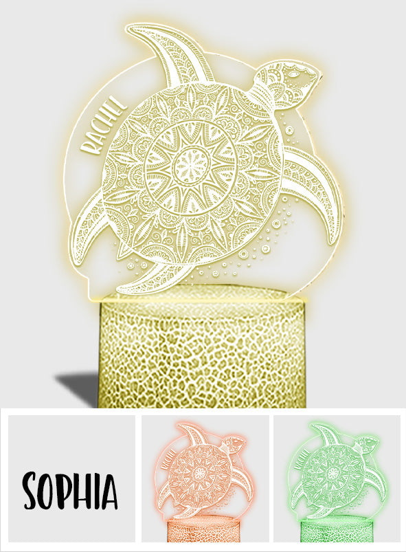 Love Turtle - Personalized Turtle Shaped Plaque Light Base