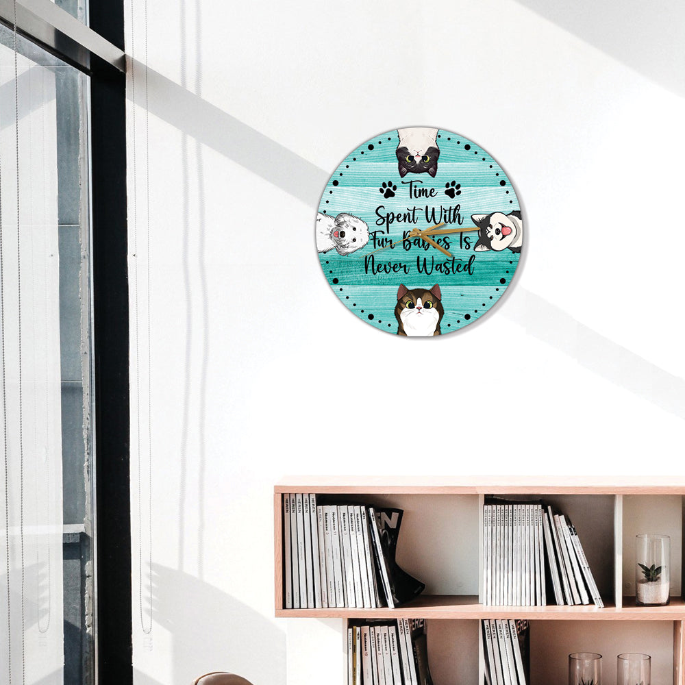 Zeit mit der Katze verbracht - Personalisierte Katzen-Wanduhr