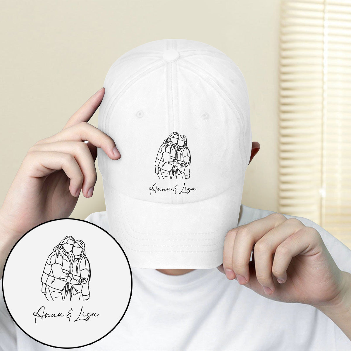 Casquette classique brodée personnalisée avec photo pour frères et sœurs