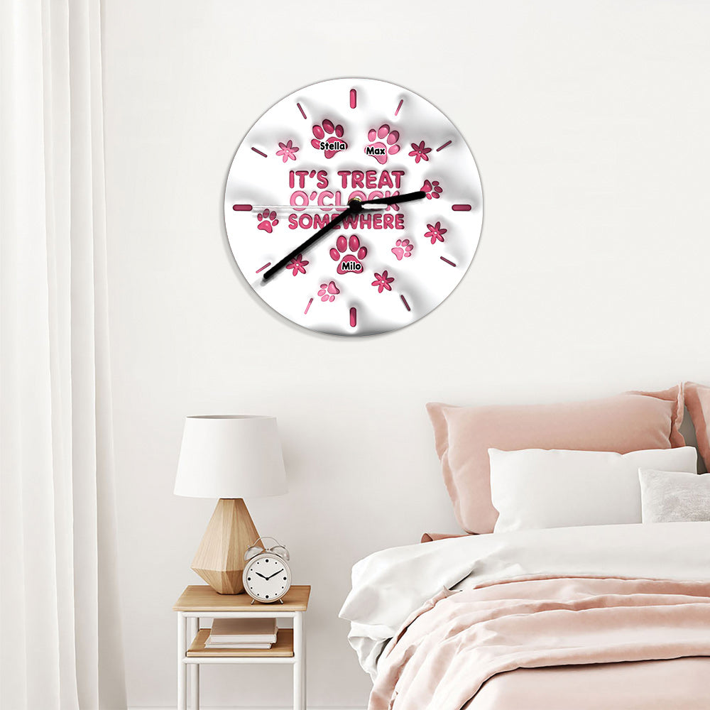 Horloge murale personnalisée pour chien « C'est l'heure des friandises quelque part »