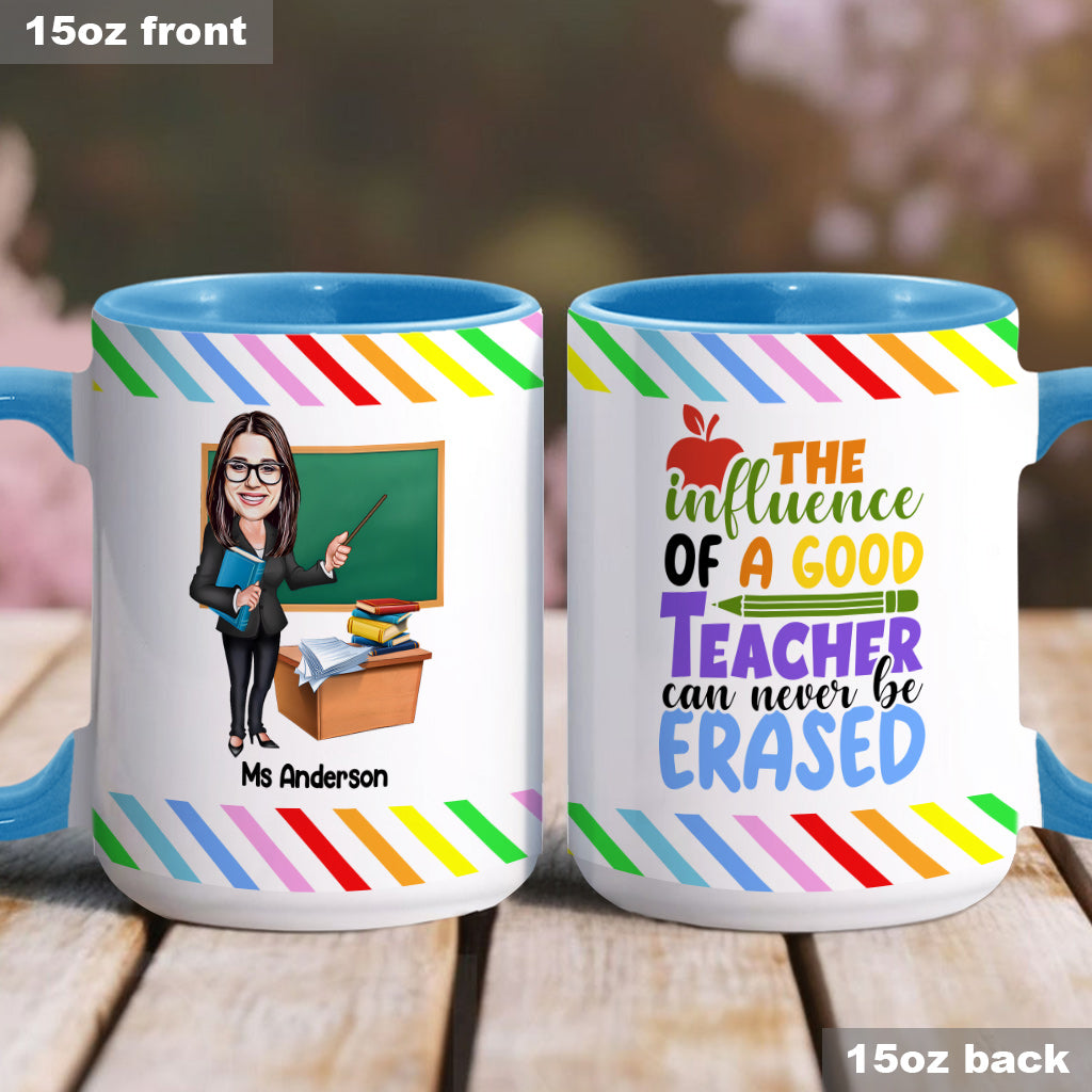 Der Einfluss eines guten Lehrers ist unvergänglich – personalisierte Tasse mit Lehrer-Akzent