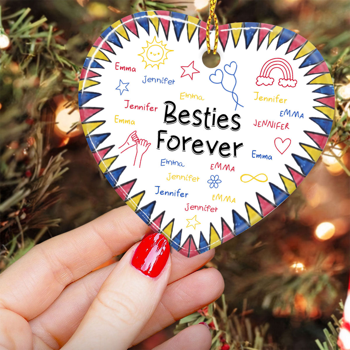 Für immer beste Freundinnen – Geschenk für die Freundin – Personalisierter Keramikherz-Anhänger