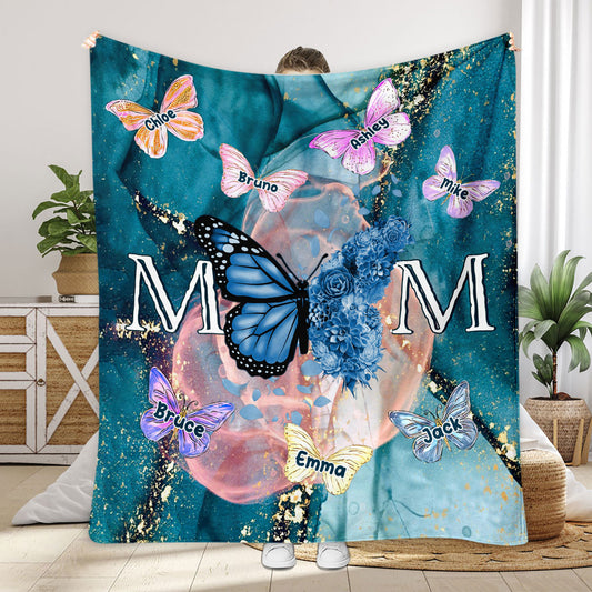 Butterfly Mom - Personalized Mother Blanket
