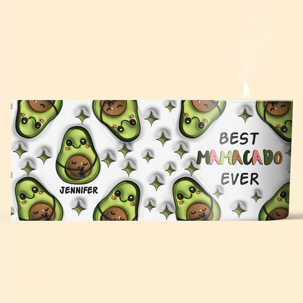 Das beste Mamacado aller Zeiten – Schwangerschaftsgeschenk für Ehefrau, Tochter, Freundin, Freundin – Personalisierte Kerze mit Holzdeckel