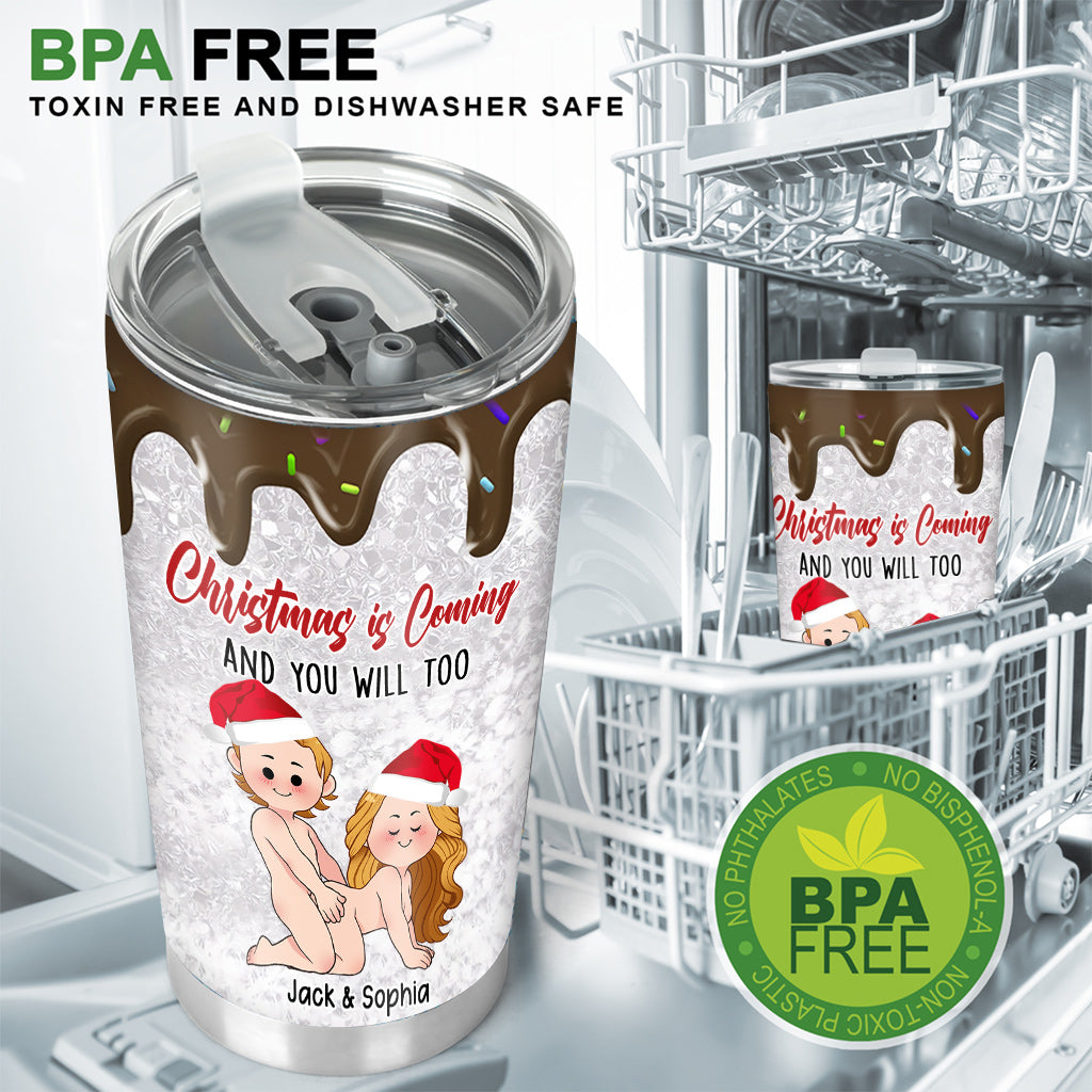 Christmas is Coming - Personalized Couple Tumbler