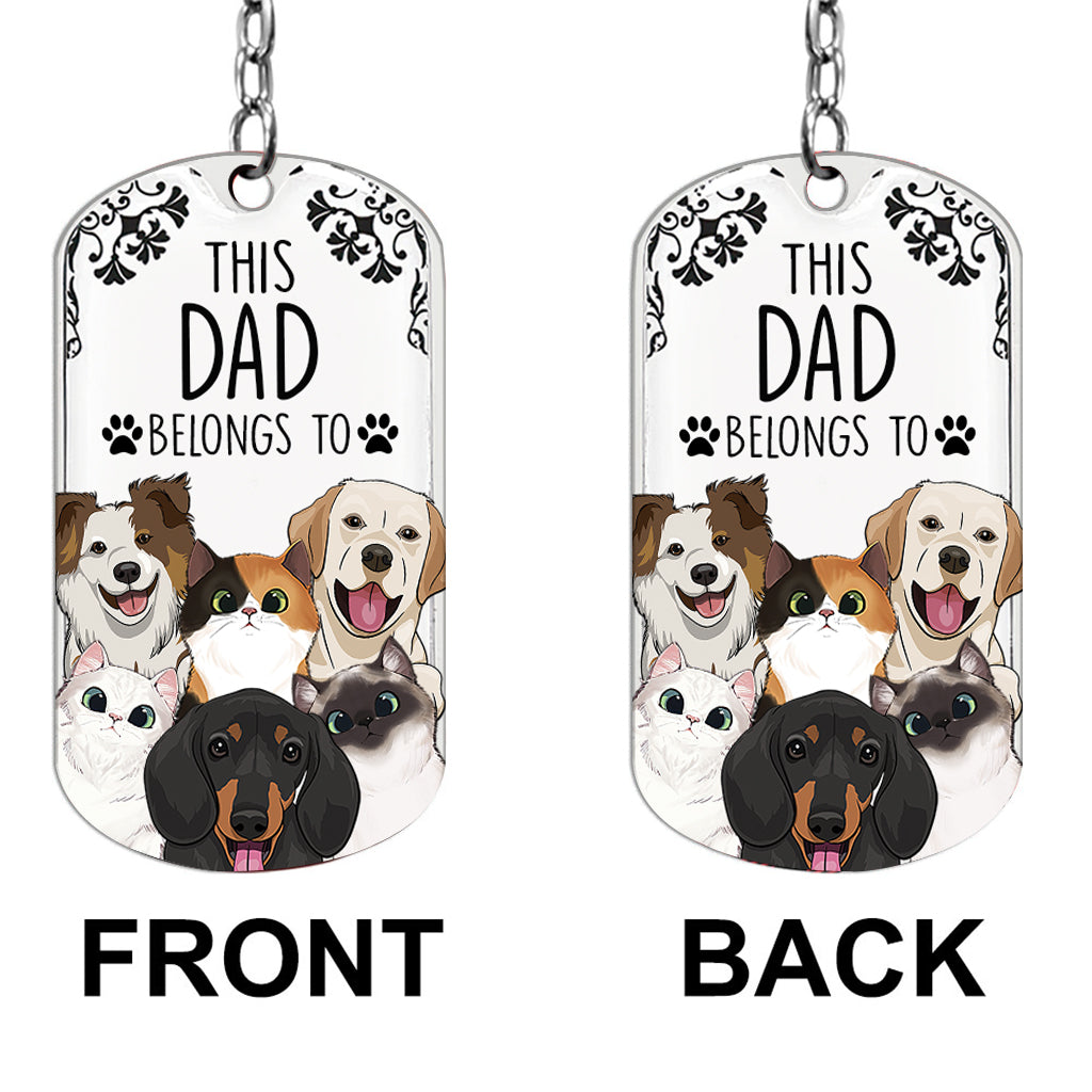 This Human Belongs To - Dog gift for cat lover - Personalized Stainless Steel Keychain
