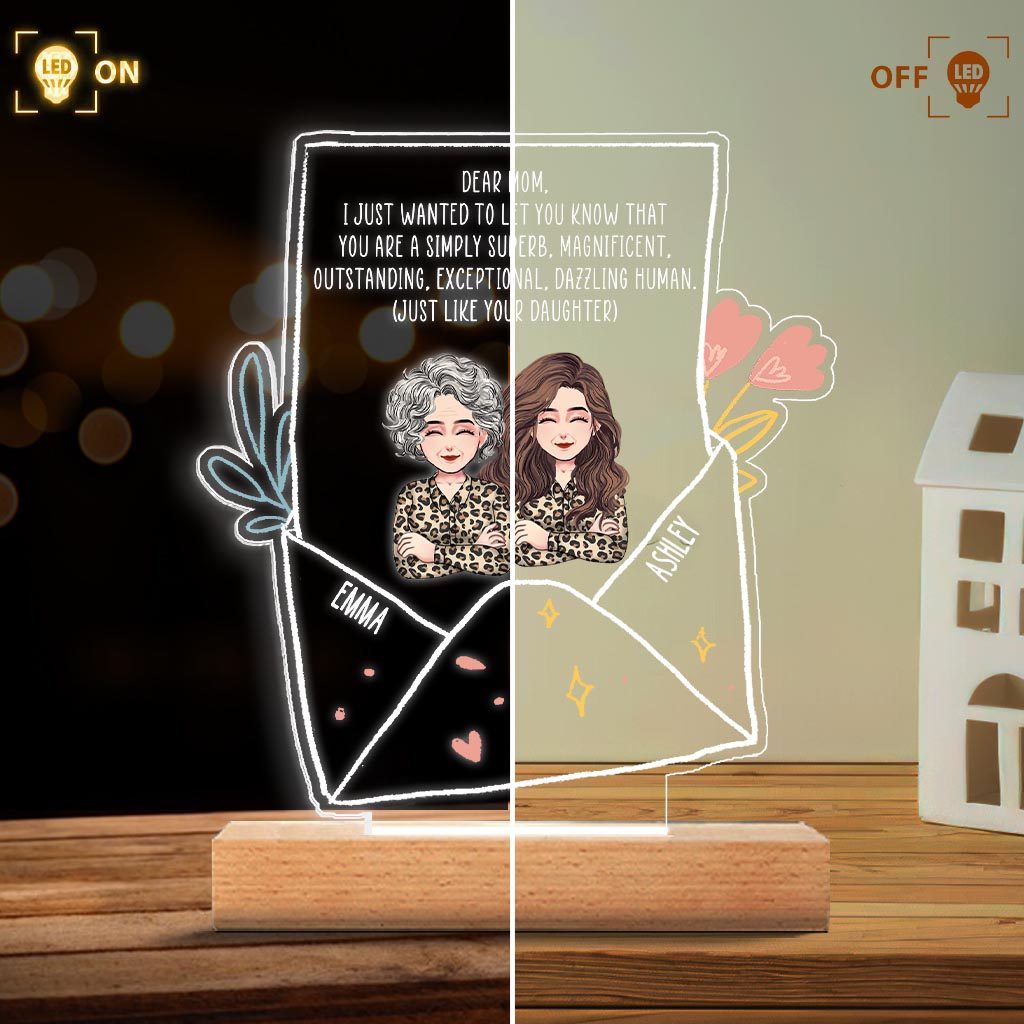 Dear Mom - Personalized Mother's Day Mother Shaped Plaque Light Base