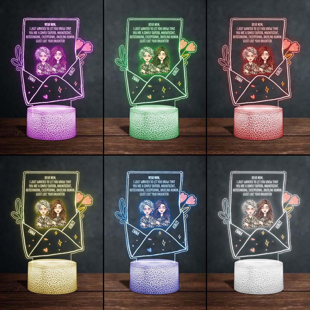 Dear Mom - Personalized Mother's Day Mother Shaped Plaque Light Base