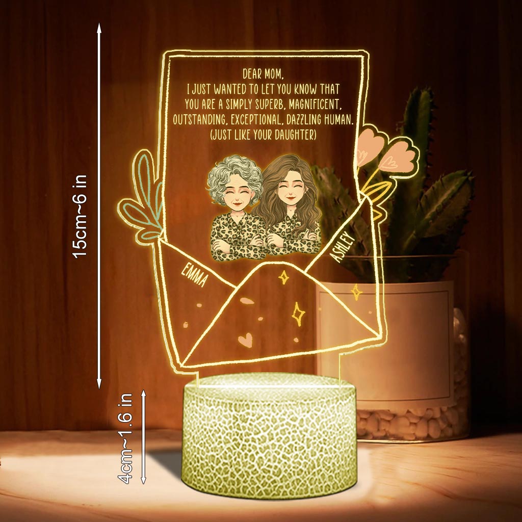 Dear Mom - Personalized Mother's Day Mother Shaped Plaque Light Base