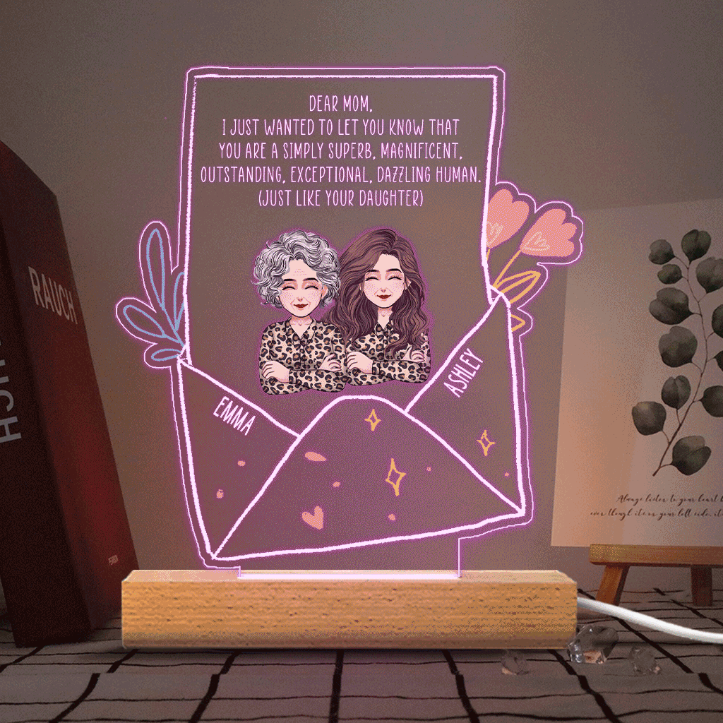 Dear Mom - Personalized Mother's Day Mother Shaped Plaque Light Base