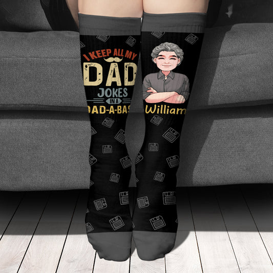 I Keep All My Dad Jokes - Personalized Father's Day Father Socks