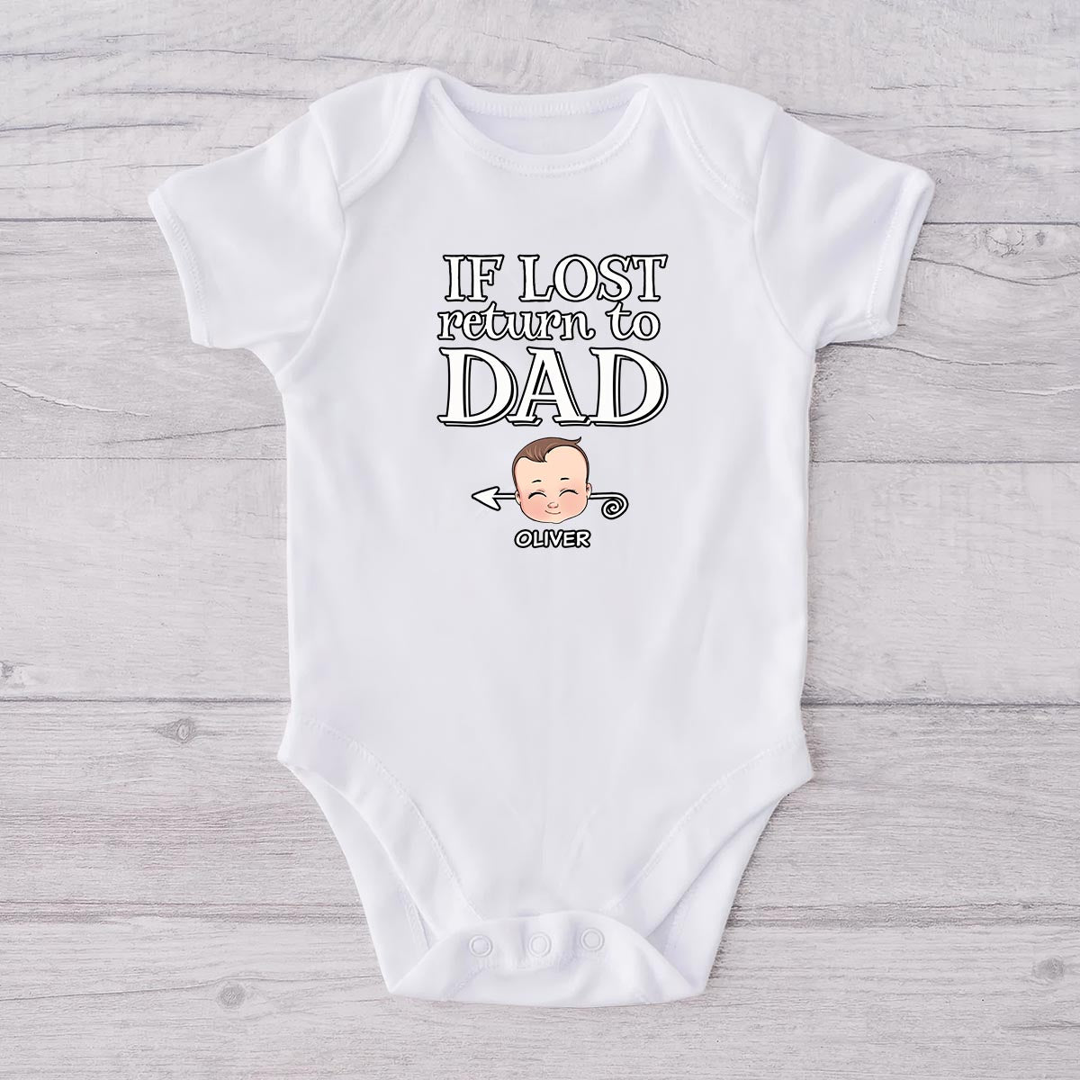 If Lost Return To Dad - Personalized Father T-shirt And Baby Onesie