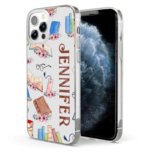 Une fille qui aime les livres - Coque de téléphone transparente personnalisée avec un livre