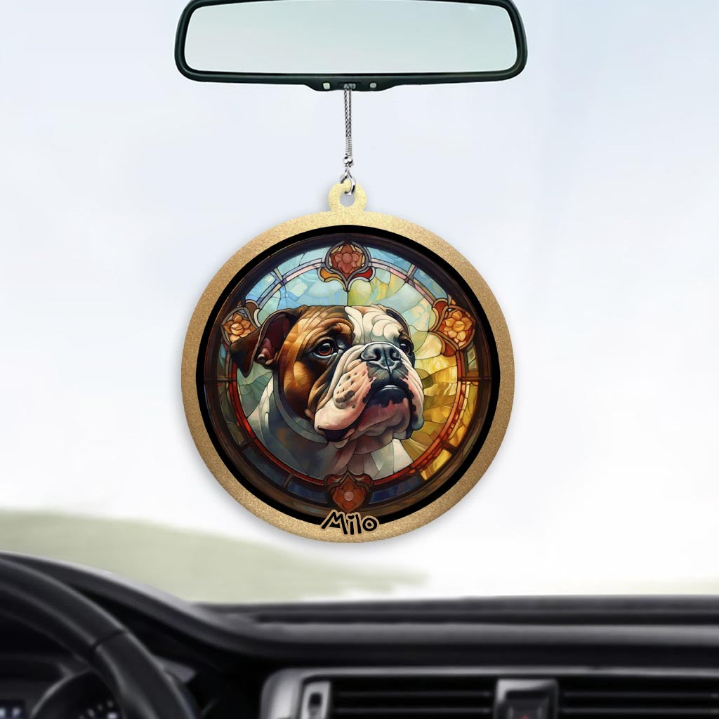 Bunter Hund – Personalisierter Autoanhänger in Hundeform