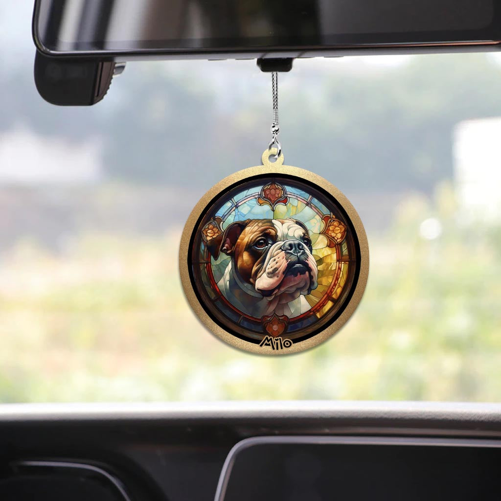 Bunter Hund – Personalisierter Autoanhänger in Hundeform