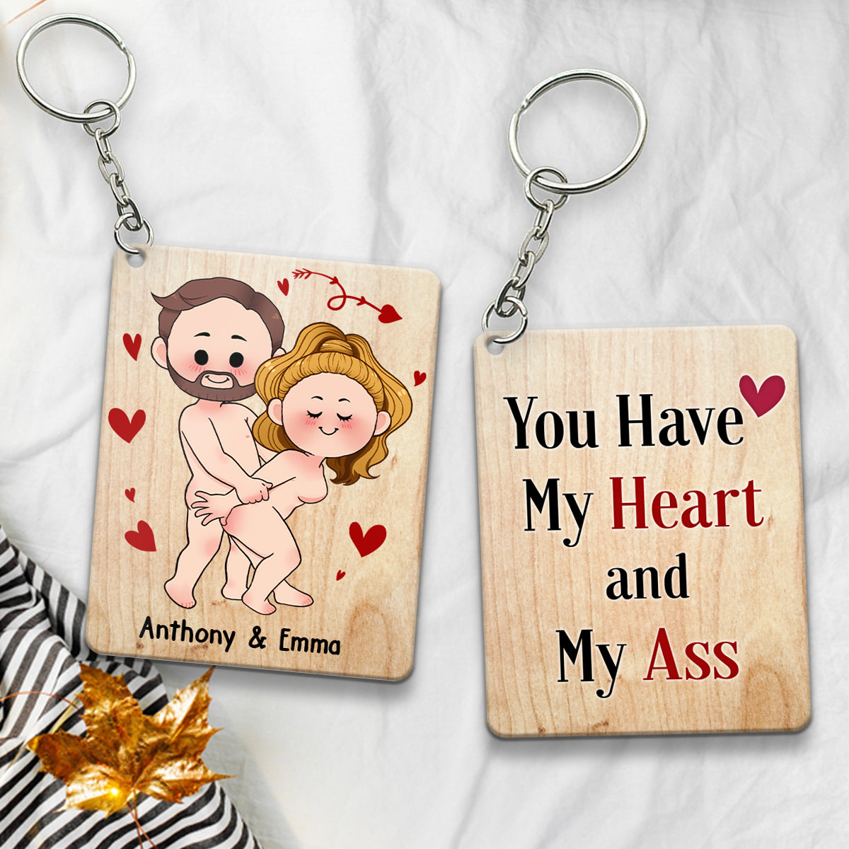 I Love You - Personalized Couple Keychain (Printed On Both Sides)