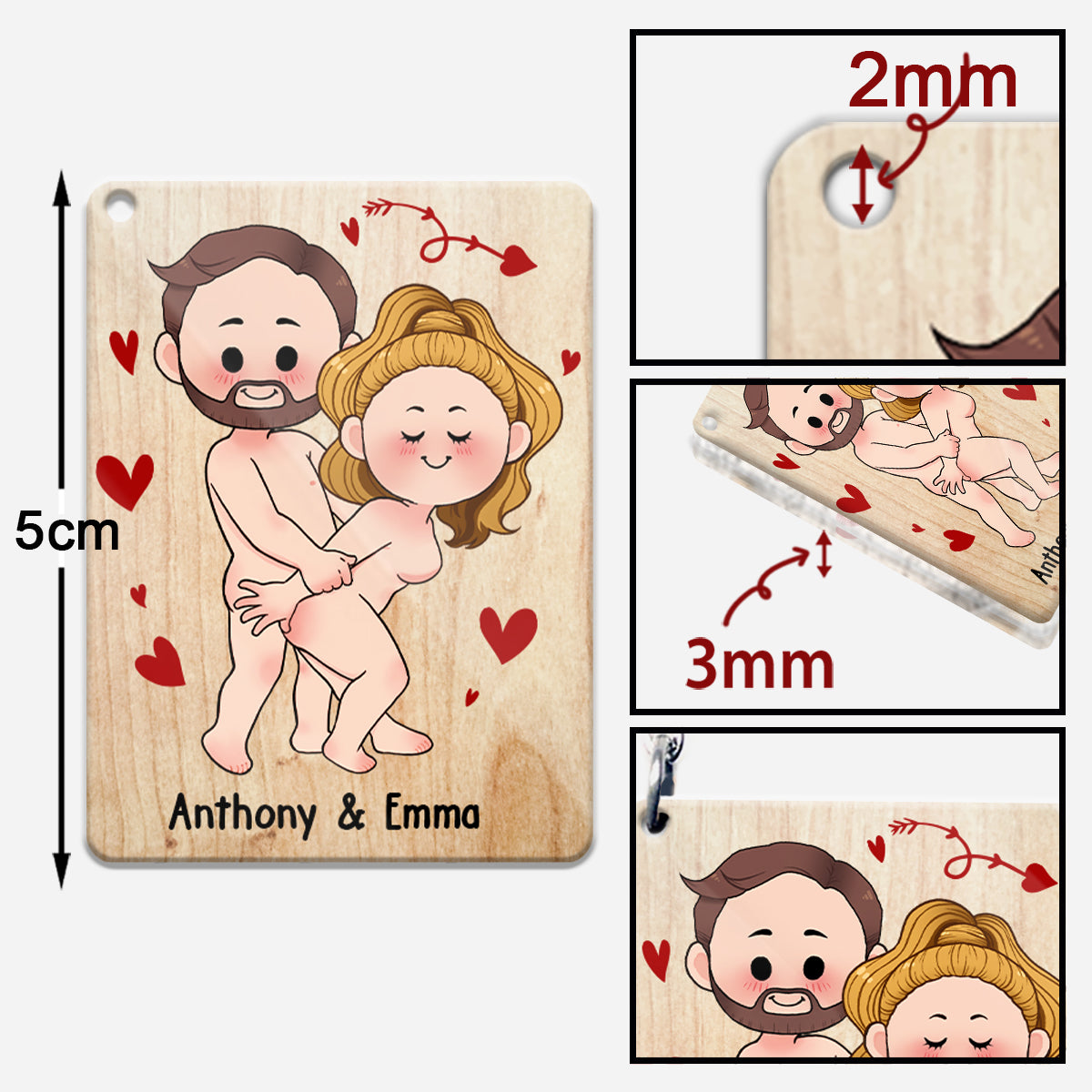 I Love You - Personalized Couple Keychain (Printed On Both Sides)