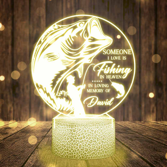 Someone I Love Is Fishing In Heaven - Personalized Shaped Plaque Light Base