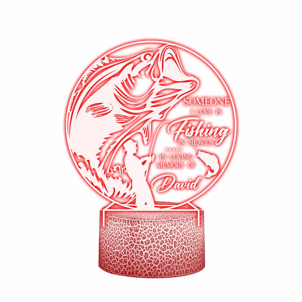 Someone I Love Is Fishing In Heaven - Personalized Shaped Plaque Light Base