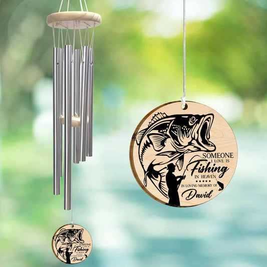 Someone I Love Is Fishing In Heaven - Personalized Wind Chime