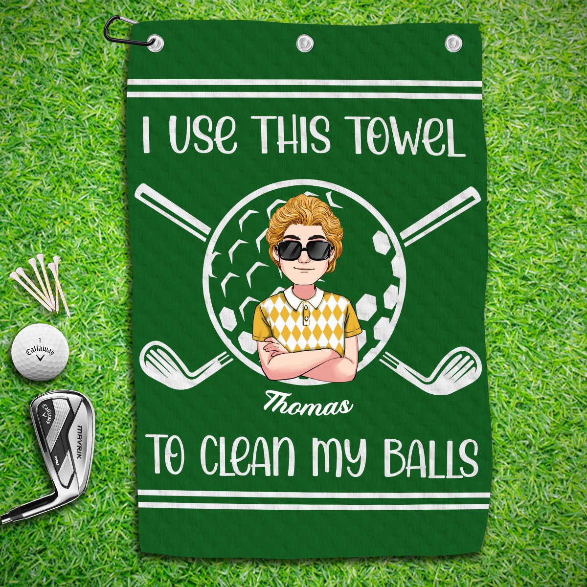 J'utilise cette serviette - Serviette de golf personnalisée