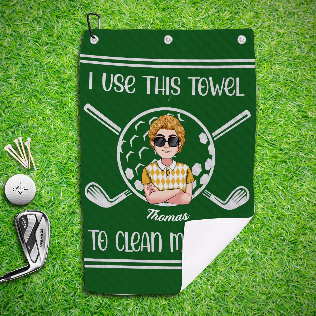 J'utilise cette serviette - Serviette de golf personnalisée