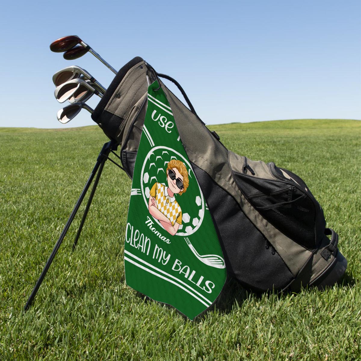 J'utilise cette serviette - Serviette de golf personnalisée