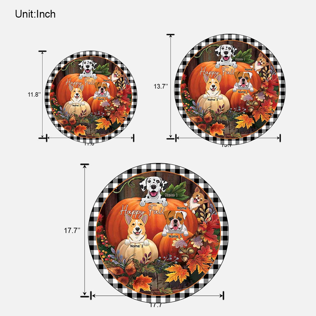 Joyeux automne ! Panneau rond en bois personnalisé pour chien d'automne