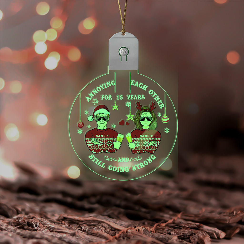 Annoying Each Other - Personalized Christmas Couple Round Led Acrylic Ornament