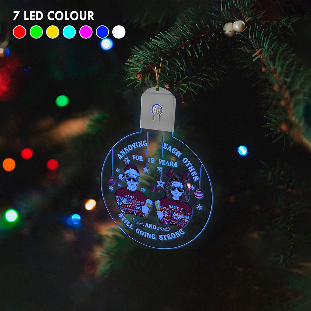Annoying Each Other - Personalized Christmas Couple Round Led Acrylic Ornament