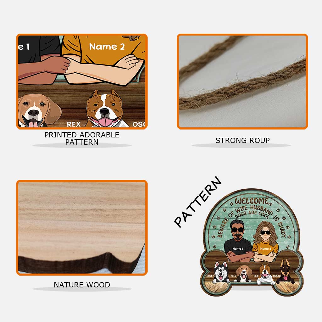 Willkommen! Achtung, Besitzer! - Personalisiertes Weihnachtsschild aus Holz für Hunde