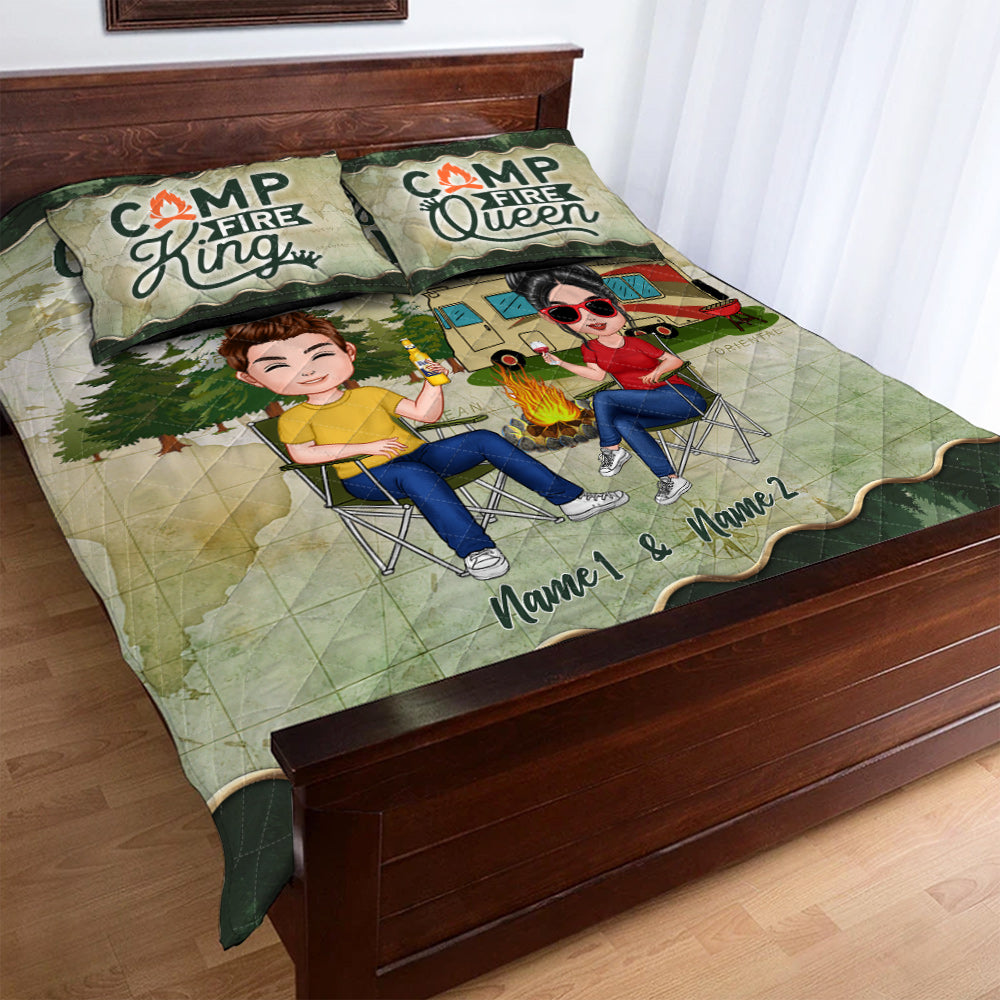 Partenaires de camping pour la vie - Ensemble de courtepointe de camping personnalisé pour couples