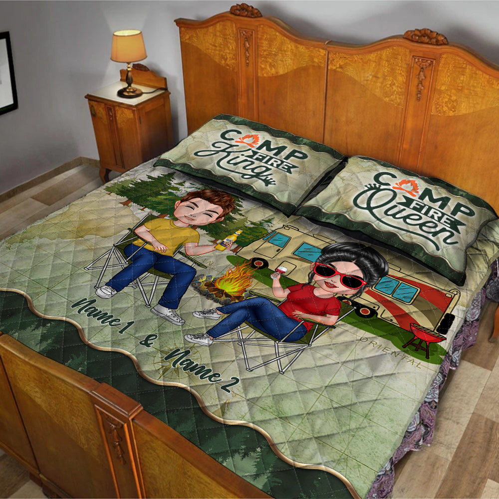 Partenaires de camping pour la vie - Ensemble de courtepointe de camping personnalisé pour couples