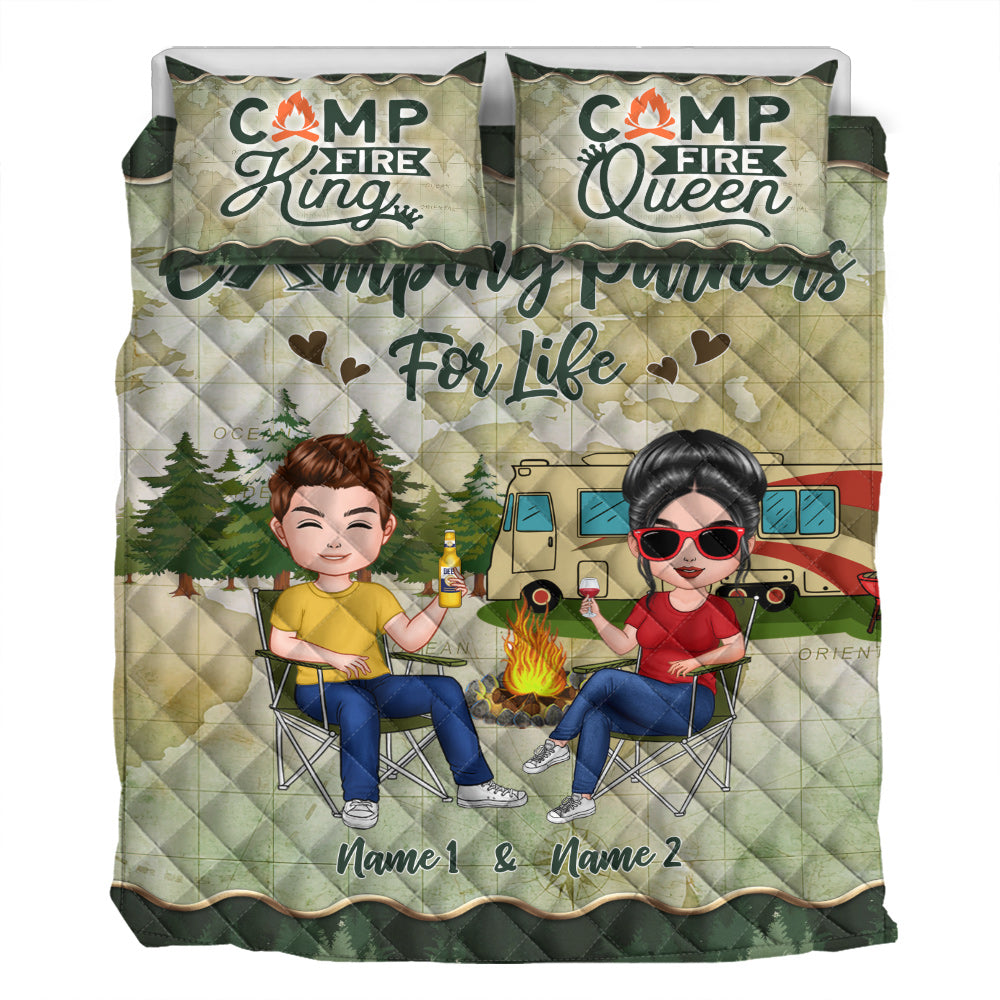 Partenaires de camping pour la vie - Ensemble de courtepointe de camping personnalisé pour couples
