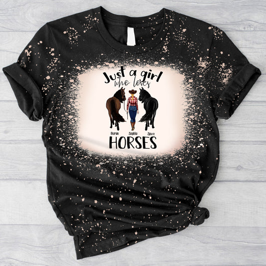Juste une fille qui aime les chevaux - T-shirt délavé personnalisé avec motif cheval