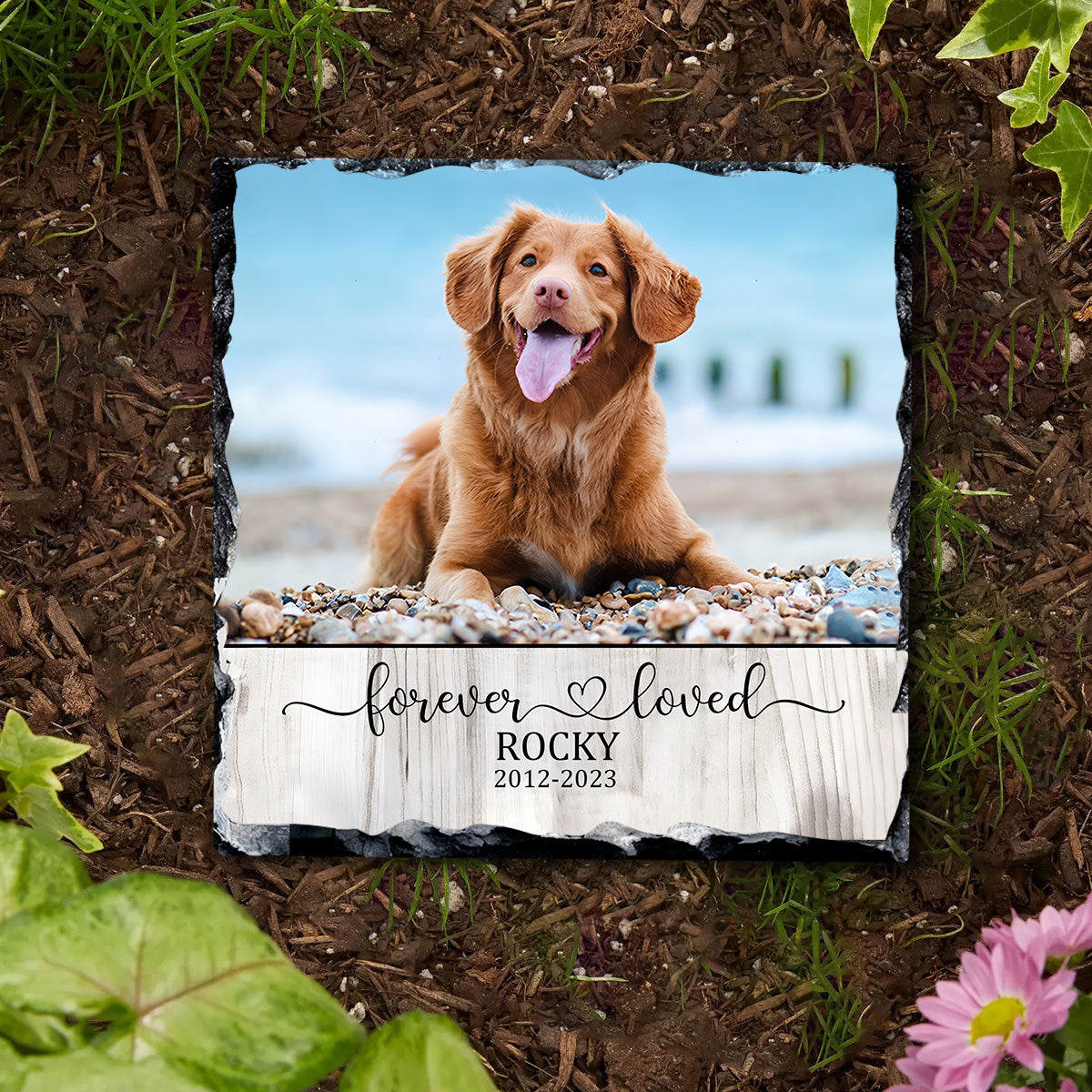 Für immer geliebte Katze/Hund – Geschenk für Hundeliebhaber, die ihre Katze oder ihren Hund verloren haben – Personalisierter quadratischer Stein
