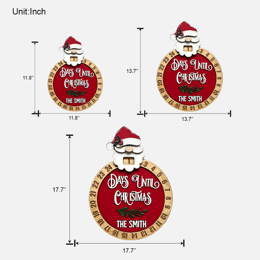 Tage bis Weihnachten – Personalisiertes Holzschild mit Countdown für die ganze Familie (1 Tag)