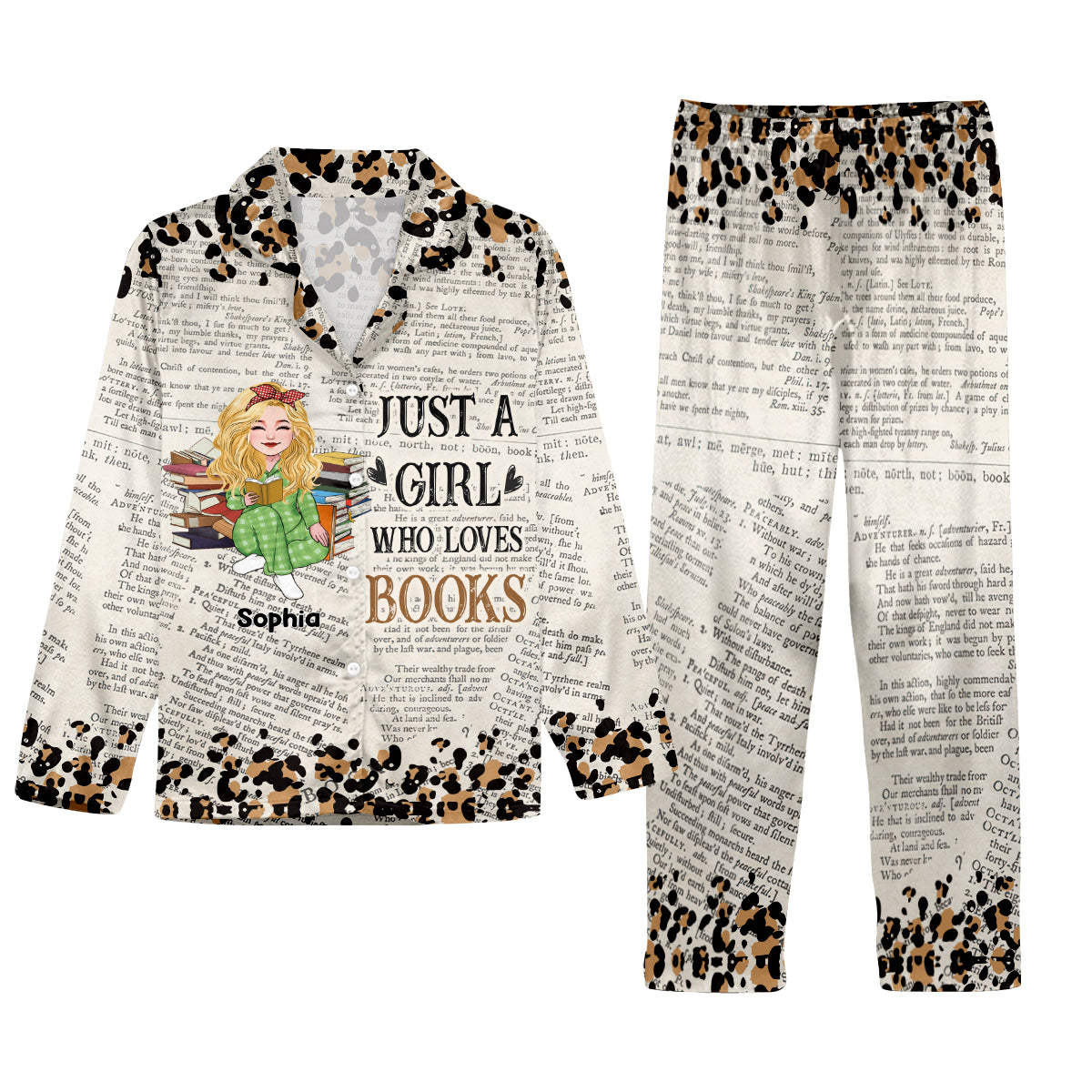 Noch ein Kapitel – Personalisierter Buch-Pyjama mit Knopfleiste