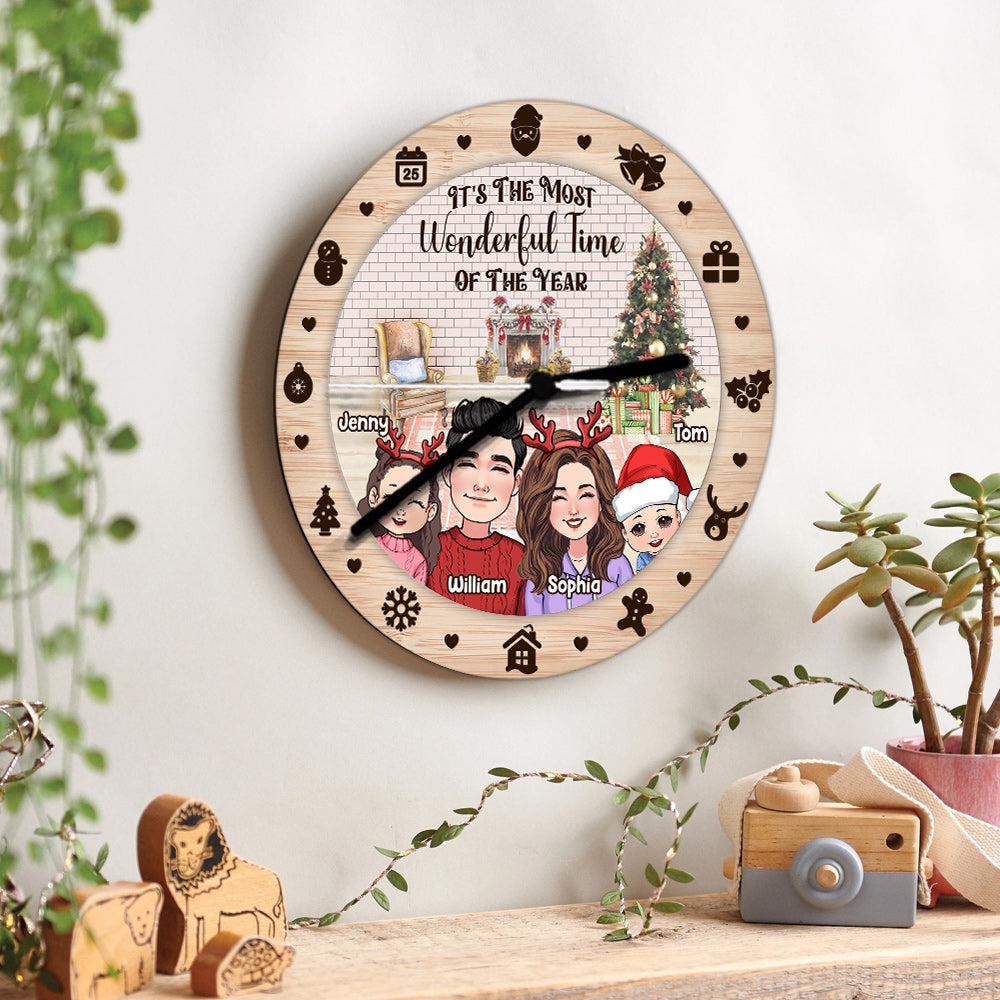 La plus belle période de l'année - Horloge murale familiale personnalisée