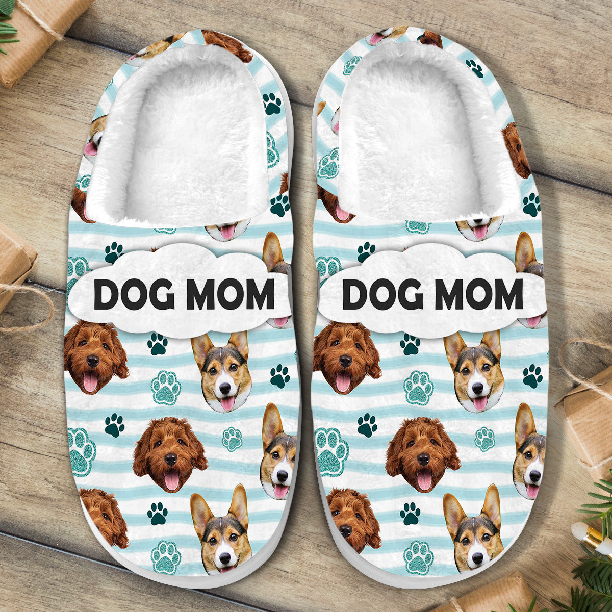Maman de chien - Pantoufles personnalisées pour chien